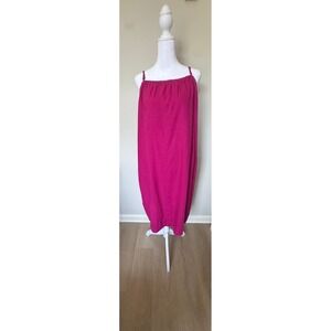 A New Day Magenta Pink Linen Blend Midi Shift Dress with Pockets XL Sleeveless